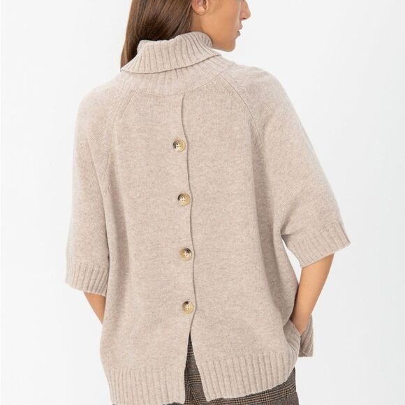 MaxMara Weekend Virgin Wool Knit beige oversized short sleeve Sweater size S - Picture 1 of 12